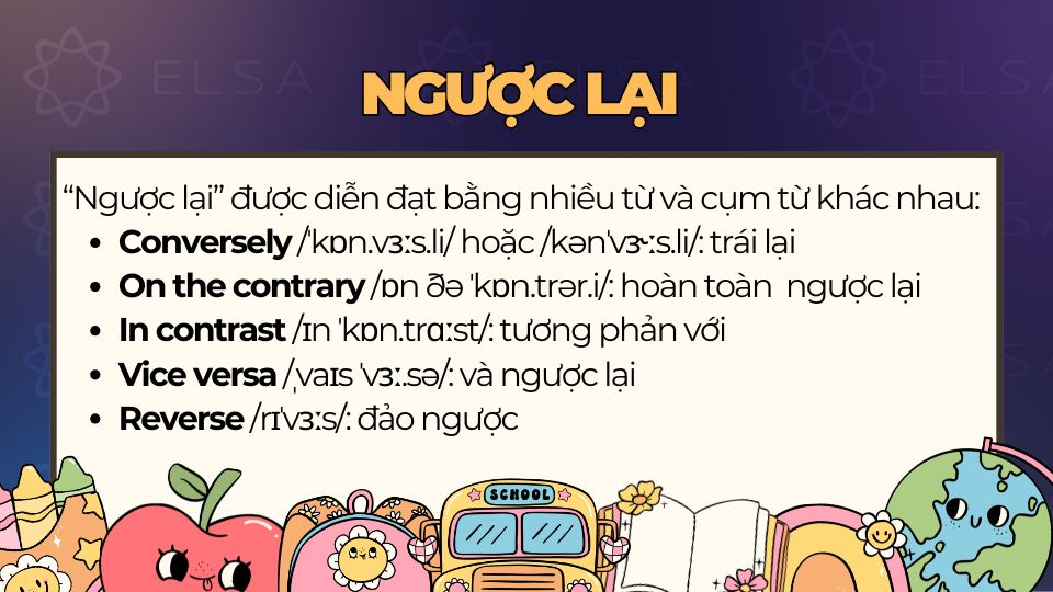 “Ngược lại” trong tiếng Anh có thể dịch theo nhiều cách tùy ngữ cảnh