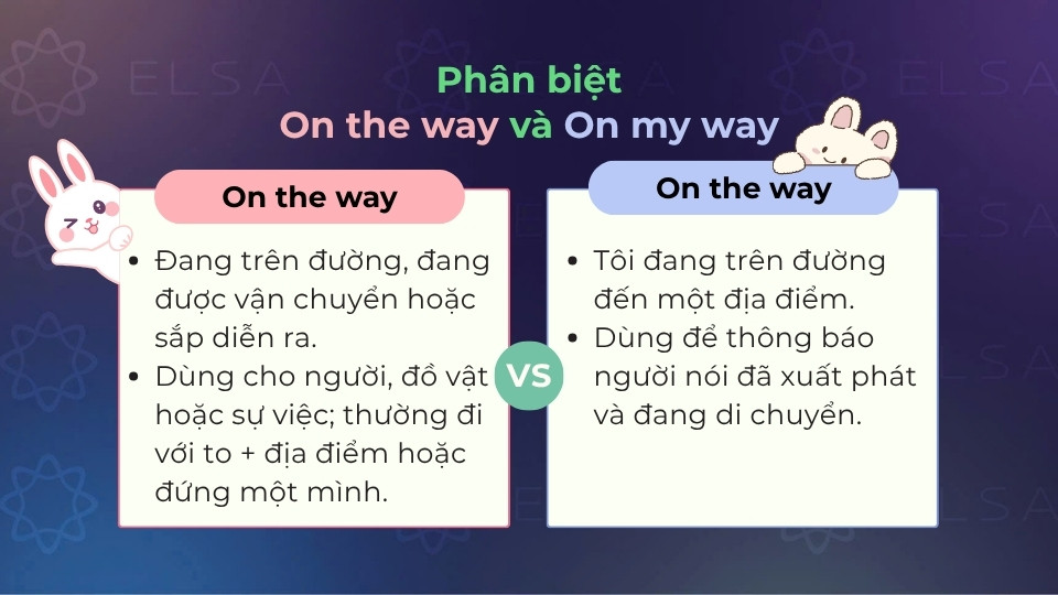 Cách phân biệt on the way và on my way