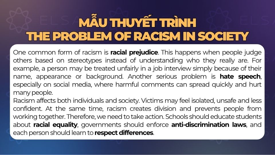 Bài thuyết trình mẫu The problem of racism in society Bài thuyết trình mẫu The problem of racism in society