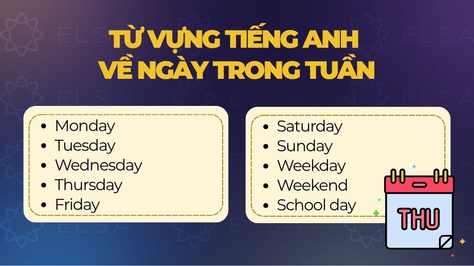 Từ vựng tiếng Anh về ngày trong tuần