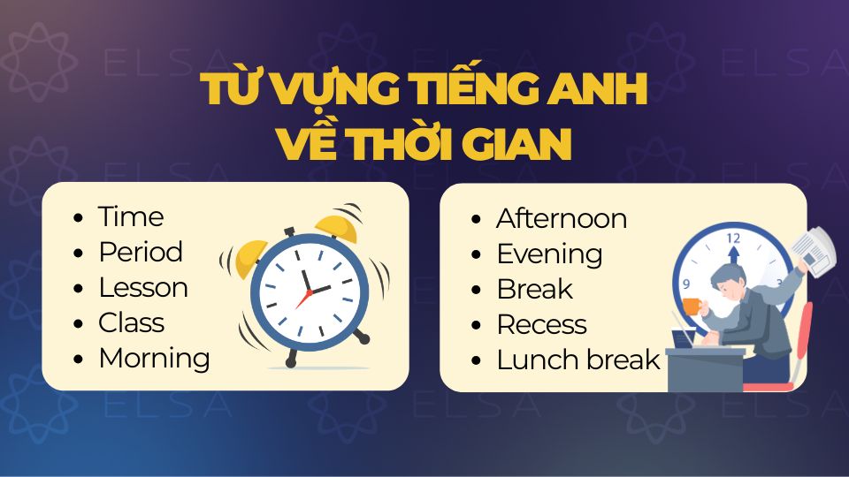 Từ vựng tiếng Anh về thời gian trong thời khóa biểu