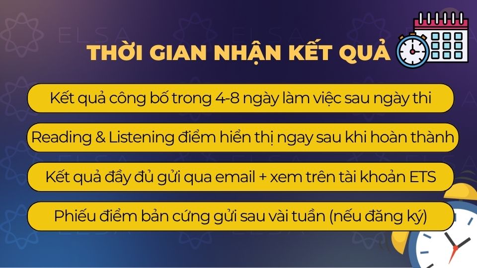 Thời gian nhận kết quả điểm thi TOEFL iBT Thời gian nhận kết quả điểm thi TOEFL iBT