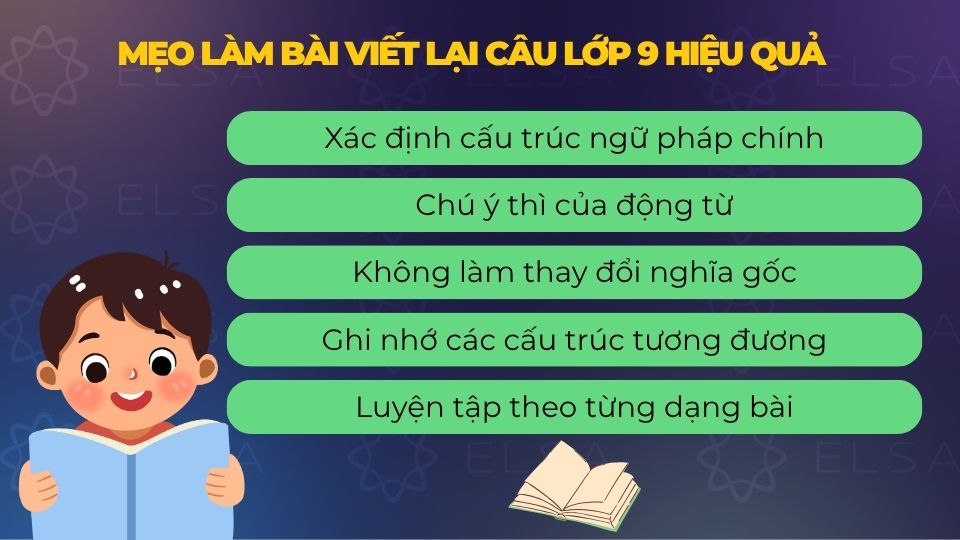 Mẹo làm bài viết lại câu lớp 9 hiệu quả