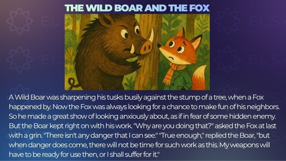 Truyện ngắn tiếng Anh song ngữ - The Wild Boar and the Fox