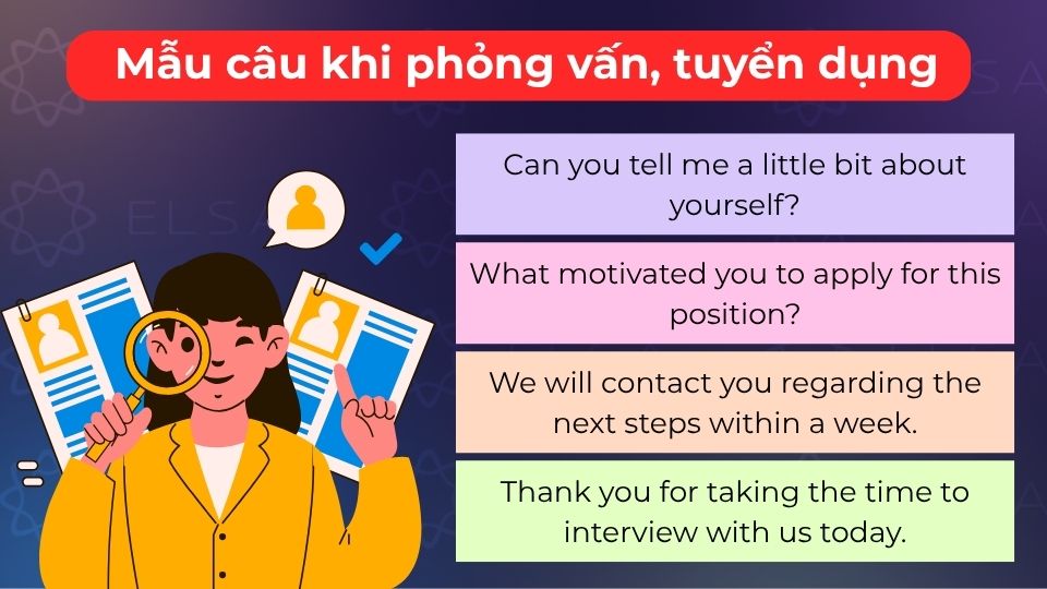 Mẫu câu này giúp bạn giao tiếp tự tin, chuyên nghiệp và xử lý hiệu quả quy trình tuyển dụng