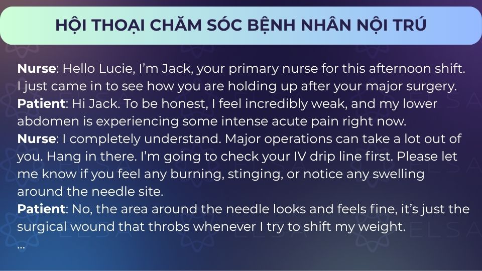 Mẫu hội thoại chăm sóc bệnh nhân nội trú