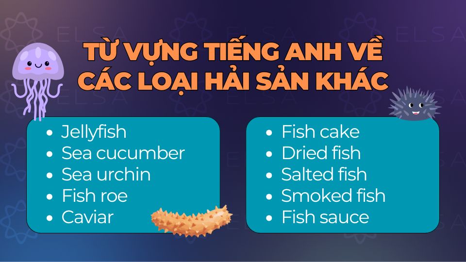 Một số loại hải sản đặc biệt trong tiếng Anh