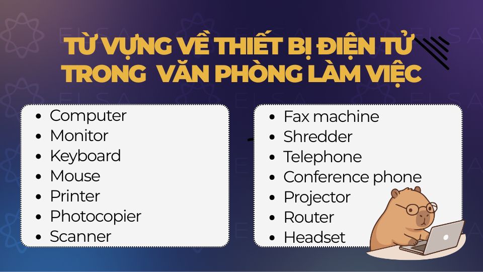 Từ vựng tiếng Anh về đồ điện tử trong văn phòng làm việc