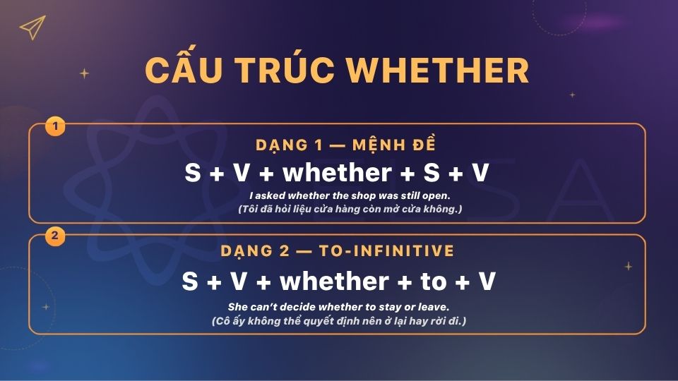 Công thức cấu trúc Whether và cách áp dụng vào câu