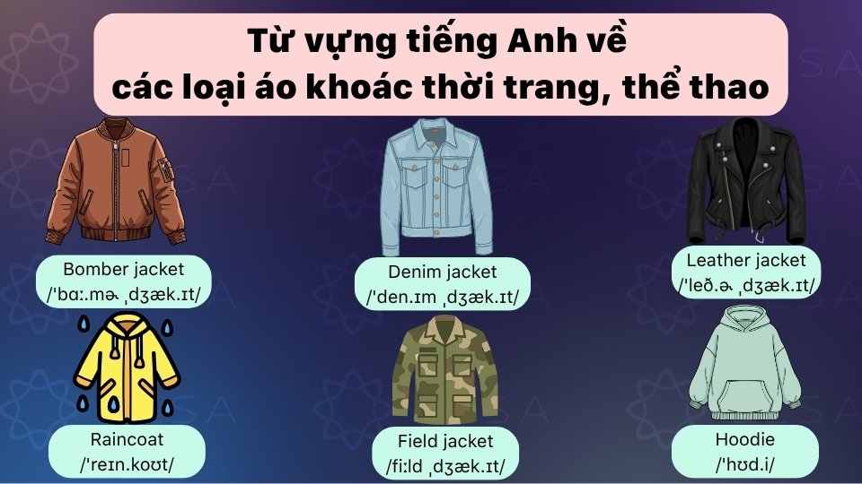 Từ vựng về các loại áo khoác thời trang, thể thao trong tiếng Anh Từ vựng về các loại áo khoác thời trang, thể thao trong tiếng Anh