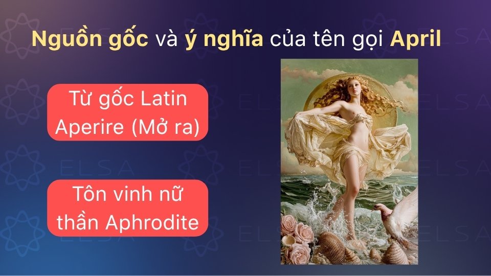 April bắt nguồn từ từ Aperire (mở ra) hoặc tôn vinh nữ thần tình yêu Aphrodite April bắt nguồn từ từ Aperire (mở ra) hoặc tôn vinh nữ thần tình yêu Aphrodite