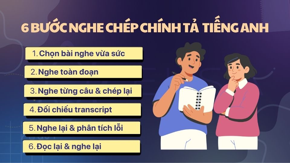 6 bước nghe chép chính tả tiếng Anh hiệu quả