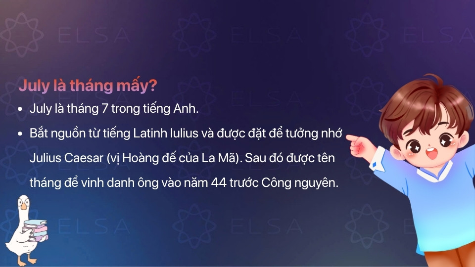 Jyly là tháng 7 trong tiếng Anh Jyly là tháng 7 trong tiếng Anh
