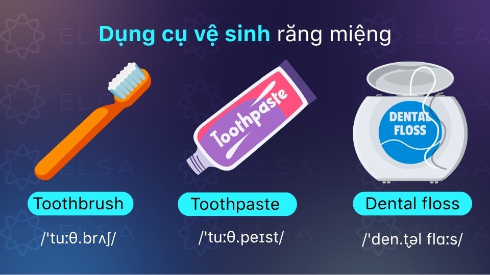 Các vật dụng vệ sinh răng miệng bằng tiếng Anh