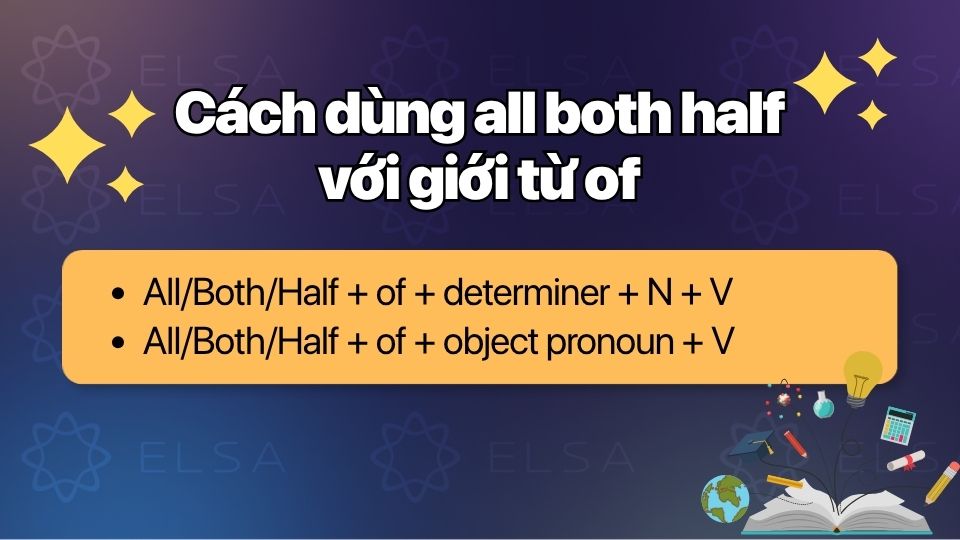 Cách dùng all both half với giới từ of Cách dùng all both half với giới từ of