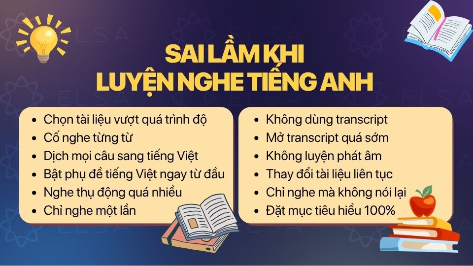 Sai lầm khi luyện nghe tiếng Anh cho người mới Sai lầm khi luyện nghe tiếng Anh cho người mới