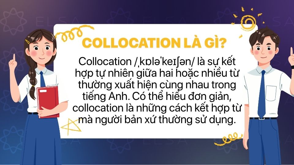 Collocation là sự kết hợp giữa hai hay nhiều từ để tạo thành một cụm từ cố định Collocation là sự kết hợp giữa hai hay nhiều từ để tạo thành một cụm từ cố định