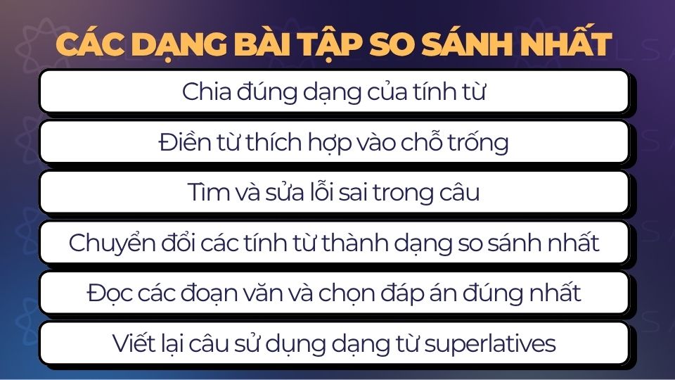 Các dạng bài tập so sánh nhất Các dạng bài tập so sánh nhất