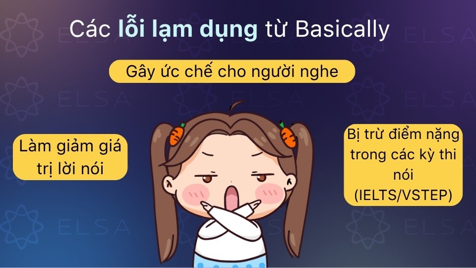 Lạm dụng basically gây ức chế, giảm giá trị lời nói và mất điểm