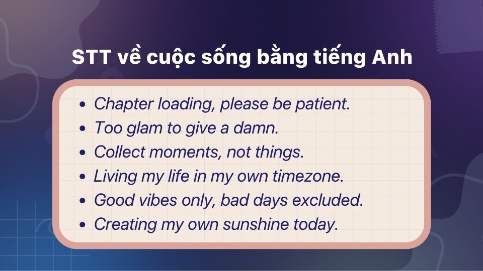 STT hay về cuộc sống bằng tiếng Anh