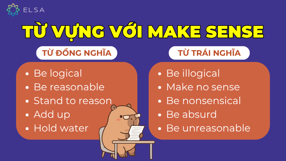 Từ đồng nghĩa và trái nghĩa với make sense