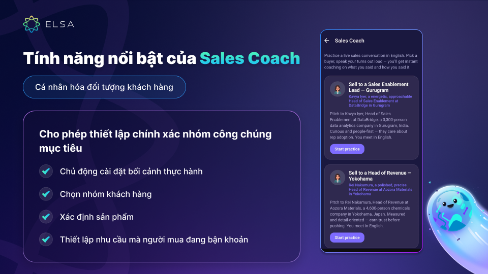 Tính năng cá nhân hóa đối tượng khách hàng của Sales Coach Tính năng cá nhân hóa đối tượng khách hàng của Sales Coach