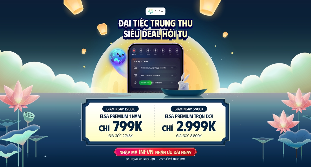 Lương về, deal đến: ELSA Premium Trọn Đời chỉ từ 2.299K