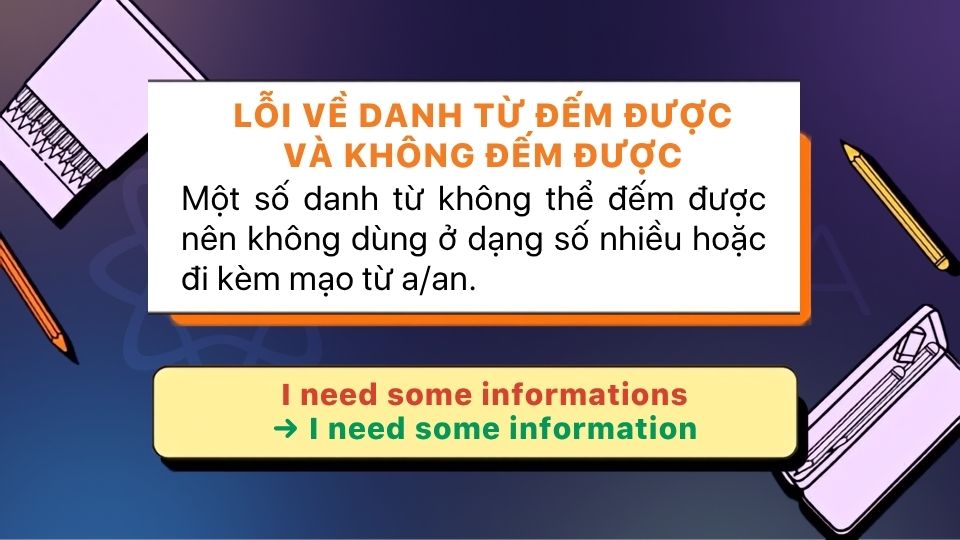 Lỗi về danh từ đếm được và không đếm được