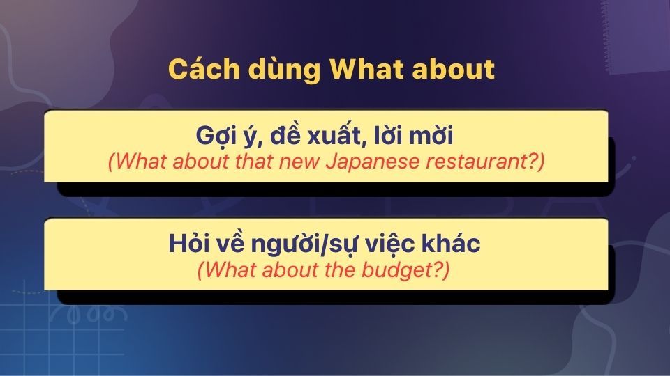 Hai cách dùng What about phổ biến trong tiếng Anh