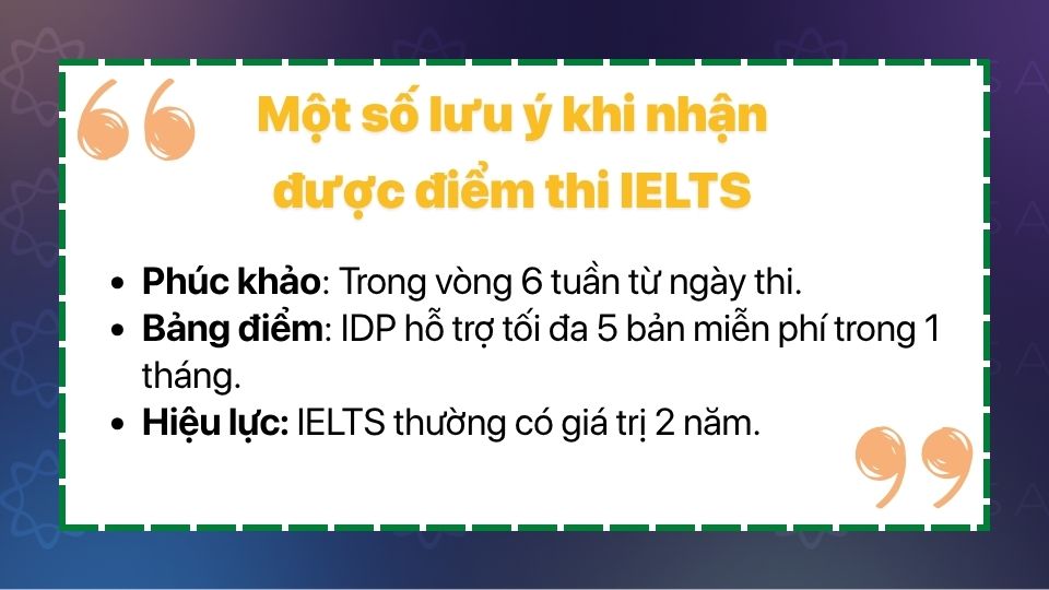 Những lưu ý khi nhận kết quả thi IELTS về phúc khảo, bảng điểm và thời hạn hiệu lực