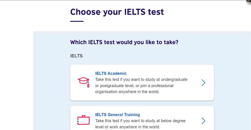 hướng dẫn đăng ký thi IELTS trên website