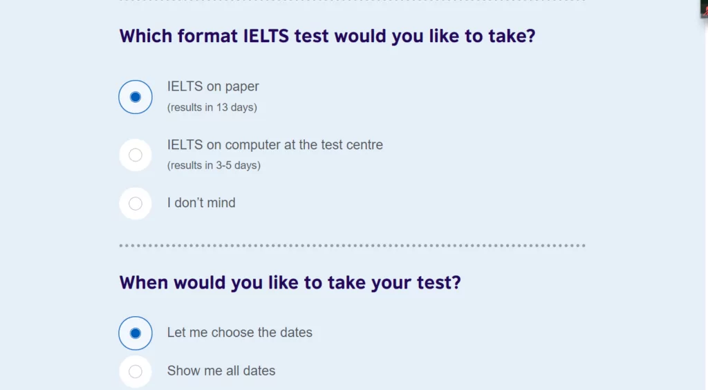 đăng ký dự thi IELTS theo hình thức online hoặc trên giấy